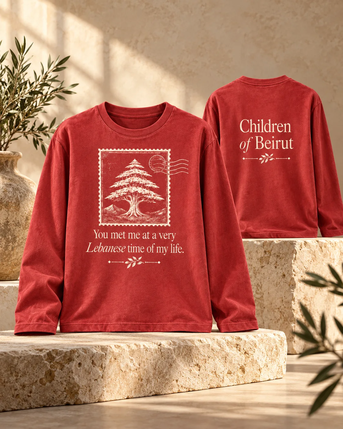 Front and back overview of the Children of Beirut long sleeve